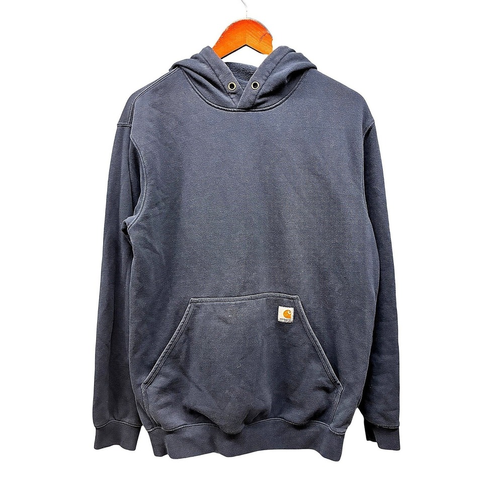Carhartt Loose Fit Graphic Hoodie Mens M Blue Sleeve Logo Pullover Workwear
